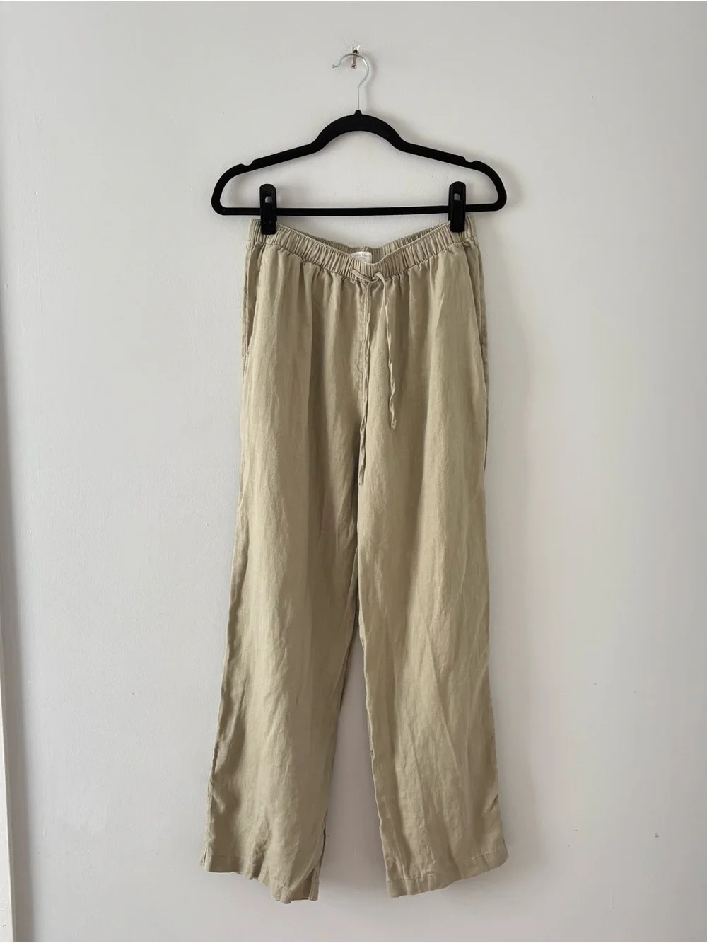 Little Moon Aritzia Sail Linen Pant Martini Olive Wide Leg Bottoms Drawstring